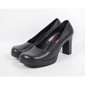 Vintage Y2K Unlisted Black Leather Chunky Platform Block Heels Shoes Sz 8.5